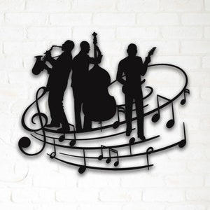 Jazz Music Metal Wall Art - Musician Silhouette Decor - Modern Home & Office Decoration - Unique Gift for Music Lovers
