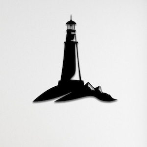 Lighthouse Metal Wall Art: Coastal Beach House Decor