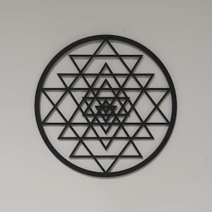 Sri Yantra Metal Wall Art: Sacred Geometry Decor