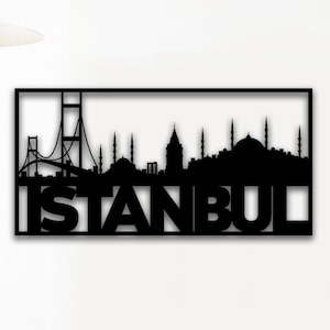 Istanbul Metal Wall Art: Turkish Landmark Silhouette, Modern Home Decor