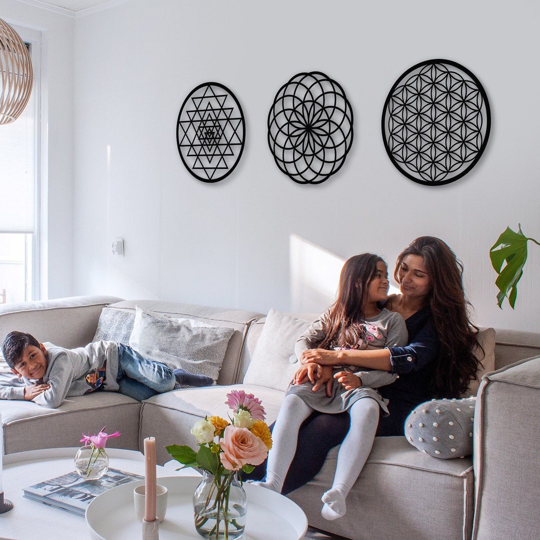 Sacred Geometry Metal Wall Art: Modern Spiritual Decor, 3-piece Set - Etsy