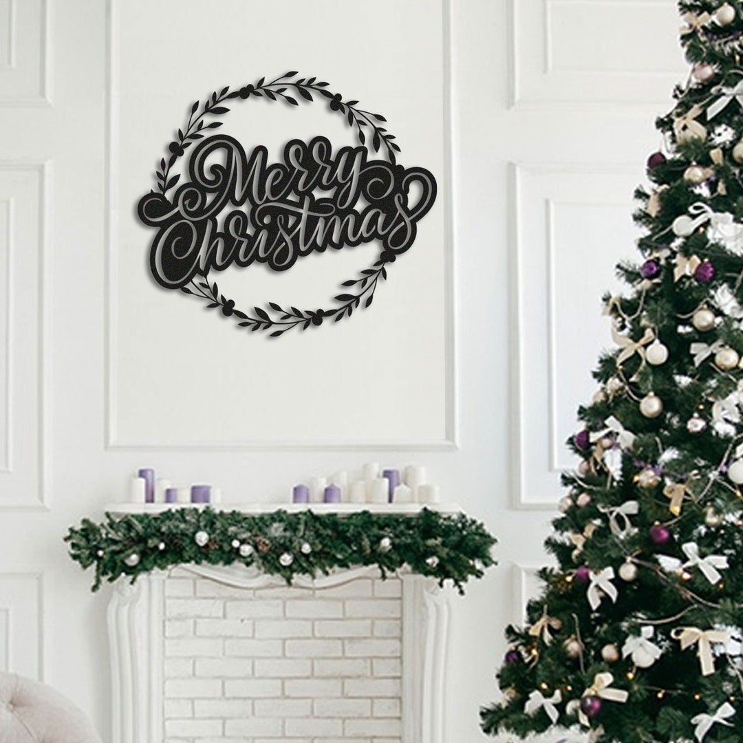 Merry Christmas Metal Wall Decor Etsy
