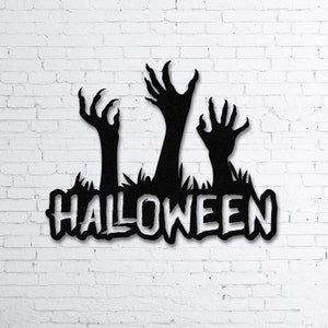 Halloween Zombies Metal Wall Art: Spooky Horror Decor