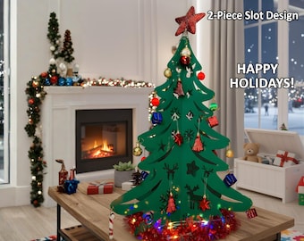 Metal Christmas Tree Decor: Modern Minimal Holiday Tree, Freestanding Indoor Outdoor Xmas