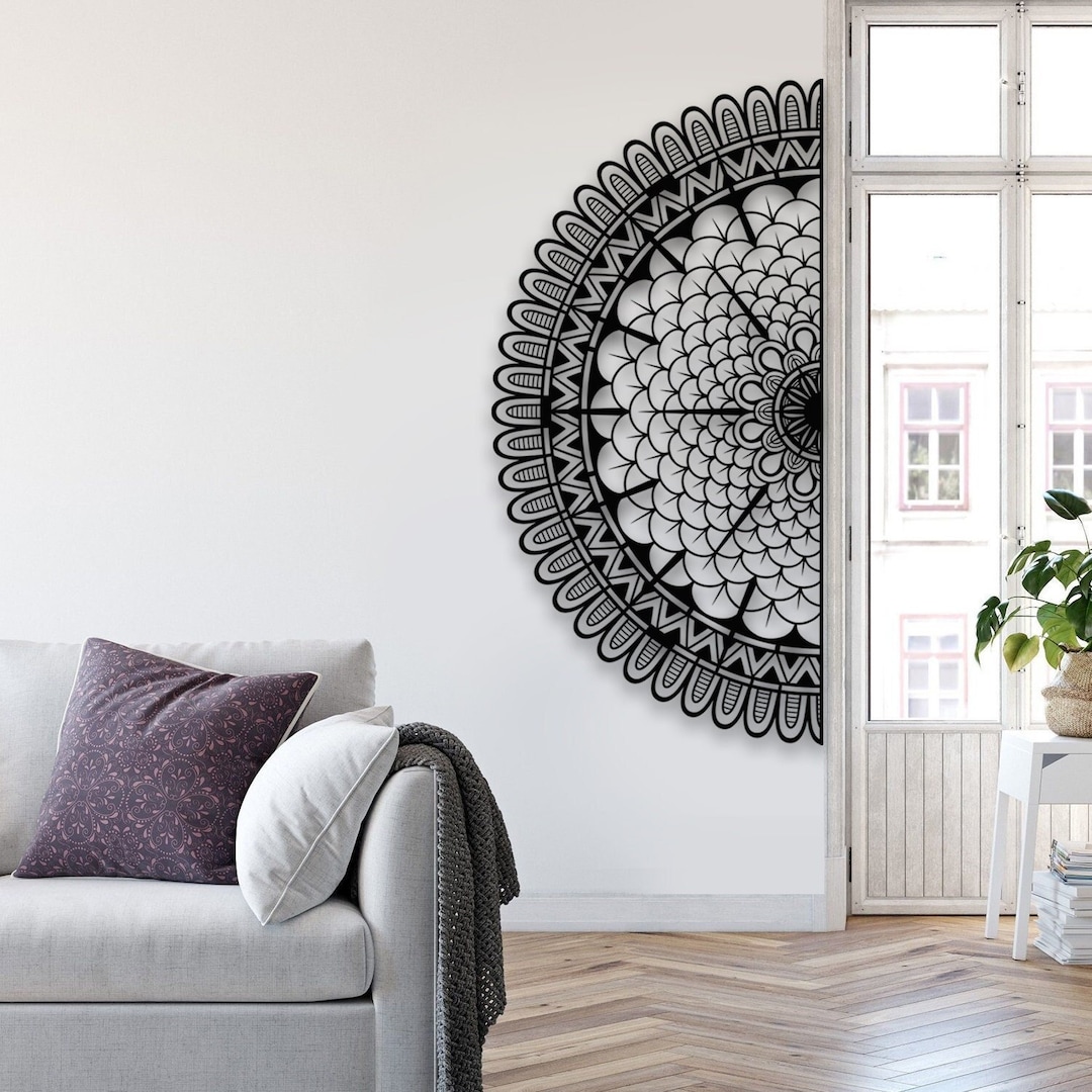 Half Mandala Metal Wall Decor Etsy
