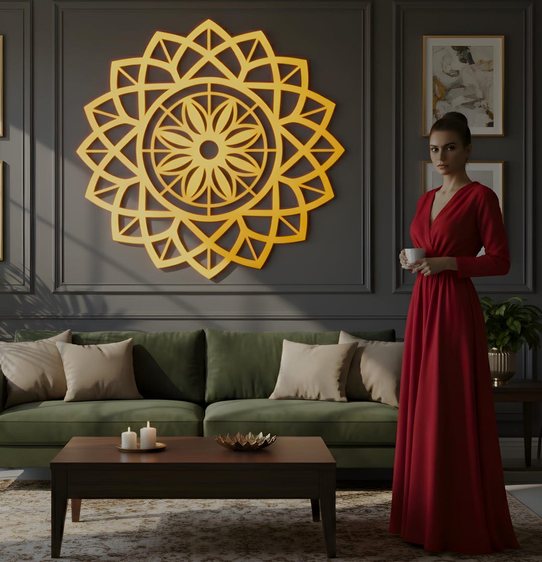 Large Mandala Metal Wall Art – Sacred Geometry Decor for Living Room ...