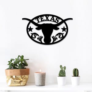 Texas Longhorn Metal Wall Art Western Decor Rustic Cowboy Sign, Longhorn Skull, Western Ranch Decor, Rustic Cowboy Style