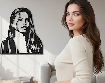 Custom Portrait Metal Wall Art Personalized Photo to Metal Modern Minimal Home Decor Gift