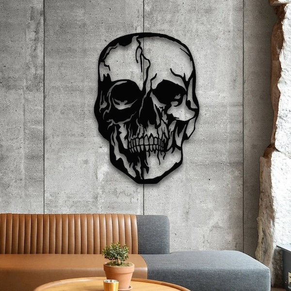 Décoration murale en métal tête de mort