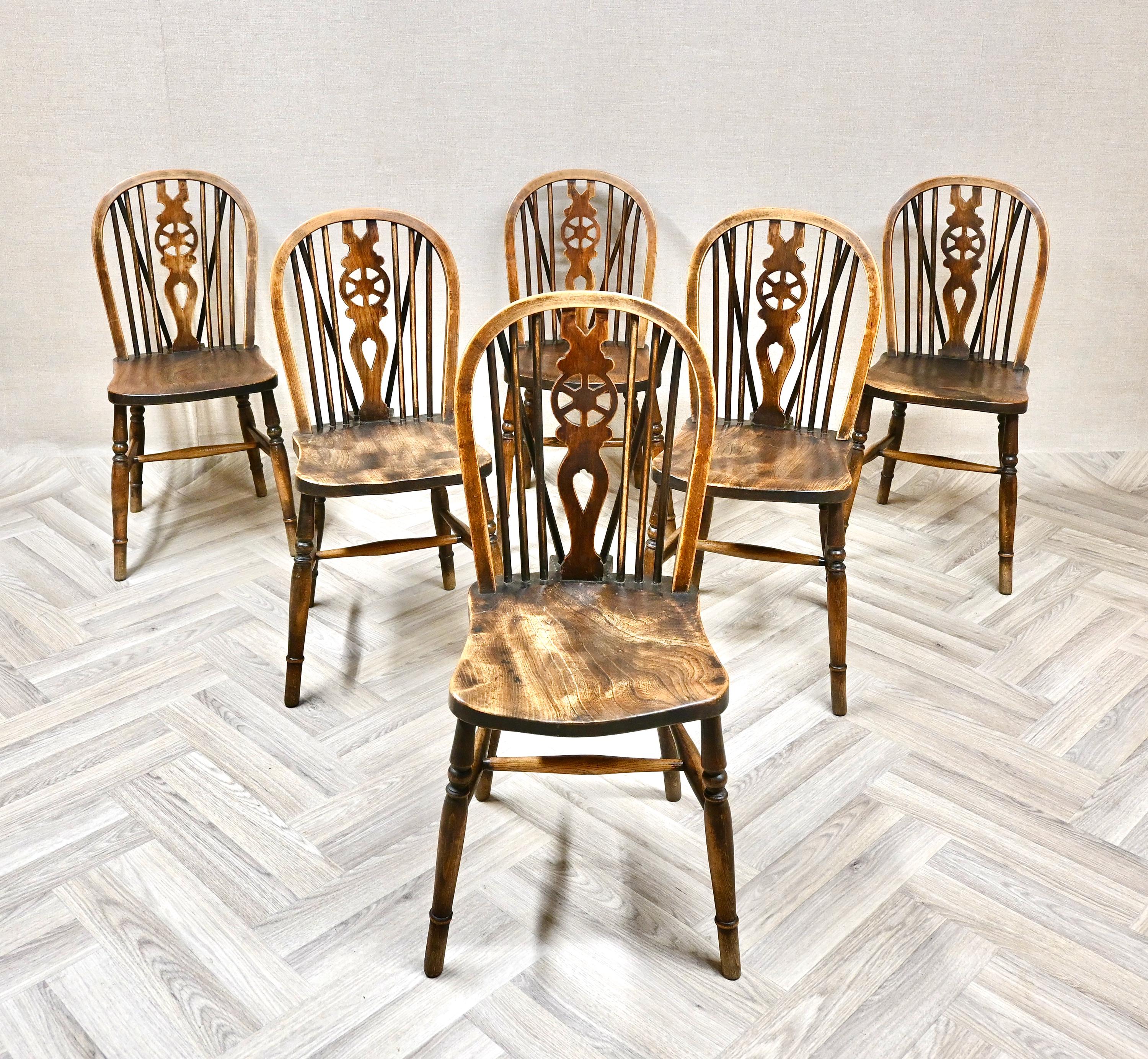 Set of 6 Vintage Wheelback Windsor Kitchen Dining Chairs - Etsy