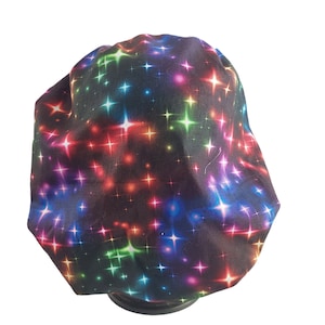 Bouffant surgical scrub cap hat women black neon christmas lights blue red yellow winter adjustable