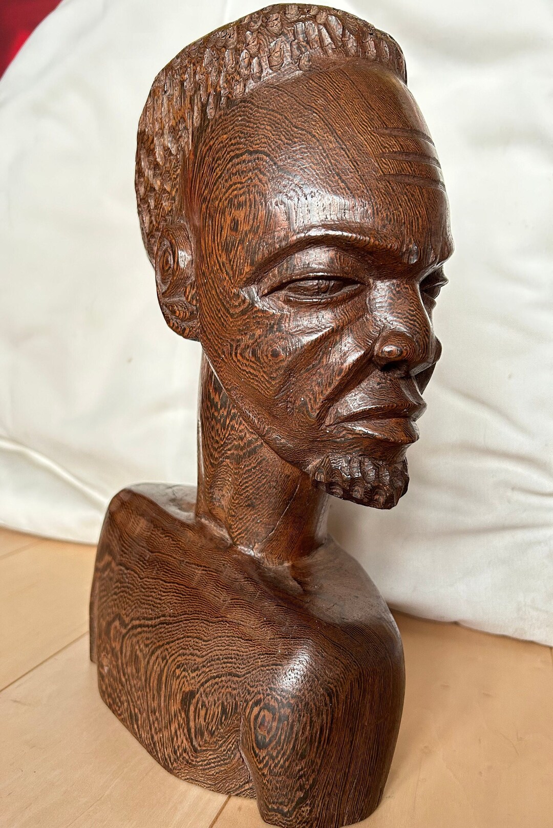 Wooden Head Carving, Art From Congo, 34cm High, 20 Cm Depth, 11 Cm Wide