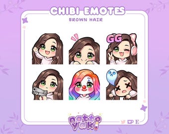 Chibi Girl Twitch Emote Pack (Set 3) | Cute Stream Emotes for YouTube, Discord & PNGTuber VTuber Assets