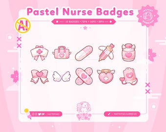 Pastel Pink Nurse Sub Badges | Cute Stream Badges, Bit Badges, Channel Points Icon, Cheer Emotes for Streamers