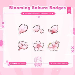 Insignias de suscripción de Twitch con diseño de flor floreciente (rosa) / Insignias de transmisión lindas, insignias de bits, ícono de puntos de canal, emoticones para streamers, Discord y YouTube