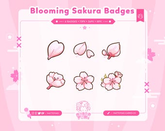 Blooming Flower Twitch Sub Badges (Pink) | Cute Stream Badges, Bit Badges, Channel Points Icon, Emotes for Streamers, Discord & YouTube