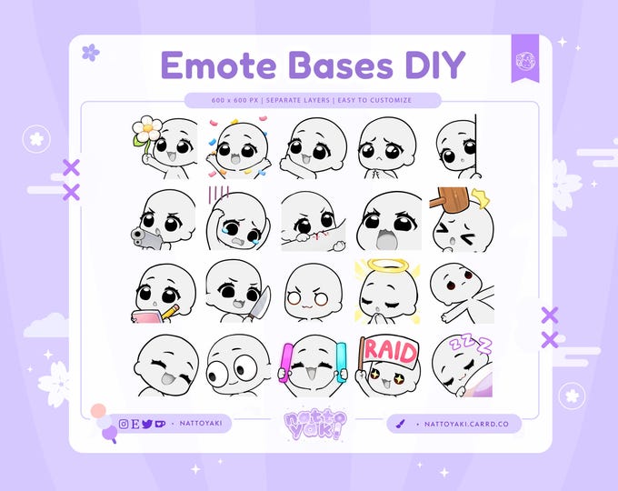 Emote Base Pack #1 | DIY | Emote Template for Twitch, Discord, Youtube ...