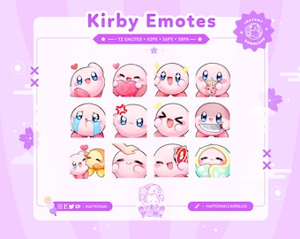 Kirby Twitch Emote Pack | 12 Cute Emotes for Streamers, YouTube, Discord, Tiktok | Ready to Use
