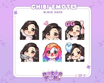 Chibi Girl Twitch Emote Pack (Set 3) | Cute Stream Emotes for YouTube, Discord & PNGTuber VTuber Assets