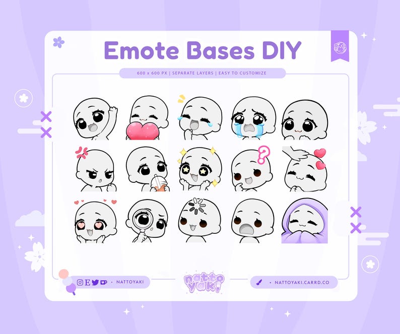 Emote Base Pack Set A | Cute DIY Emote Template for Twitch, Youtube ...