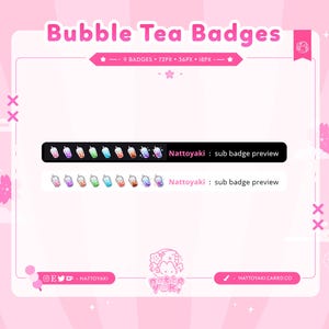 Boba Twitch Sub Badges | Cute Stream Badges, Bit Badges, Channel Points Icon, Emotes for Streamers, Discord & YouTube image 2