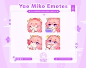 Yae Miko Twitch Emote Pack | Cute Genshin Impact Emotes for Streamers, YouTube, Discord, Tiktok