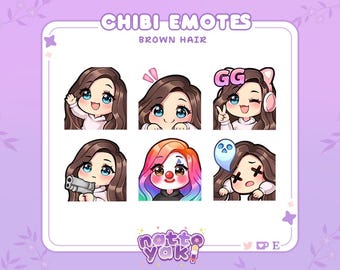 Chibi Girl Twitch Emote Pack (Set 3) | Cute Stream Emotes for YouTube, Discord & PNGTuber VTuber Assets
