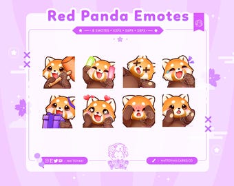 Pacote de Emotes do Panda Vermelho para Twitch (Conjunto 2) | Emotes de Animais Fofos para Streamers, YouTube, Discord e TikTok