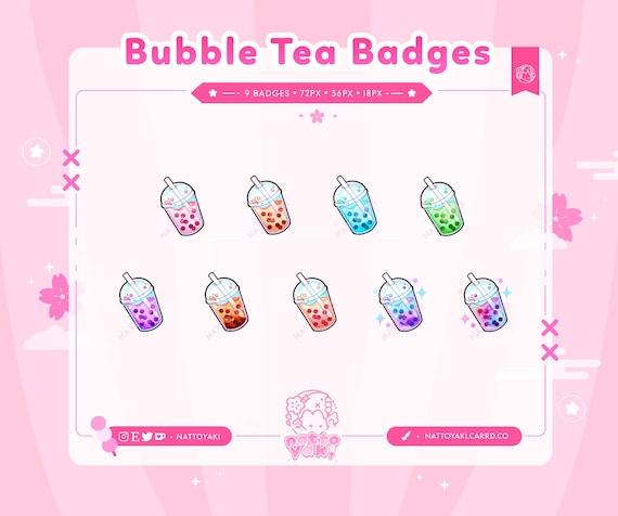 Boba Twitch Sub Badges | Cute Stream Badges, Bit Badges, Channel Points Icon, Emotes for Streamers, Discord & YouTube
