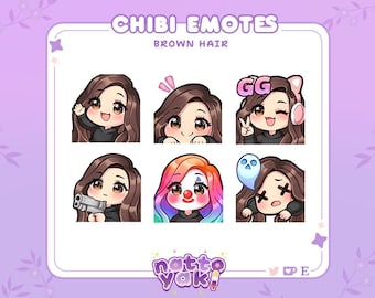 Chibi Girl Twitch Emote Pack (Set 3) | Cute Stream Emotes for YouTube, Discord & PNGTuber VTuber Assets