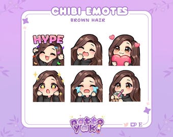 Chibi Girl Twitch Emote Pack (Set 1) | Cute Stream Emotes for YouTube, Discord & PNGTuber VTuber Assets