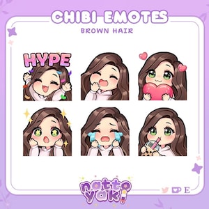 Chibi Girl Twitch Emote Pack (Set 1) | Cute Stream Emotes for YouTube, Discord & PNGTuber VTuber Assets