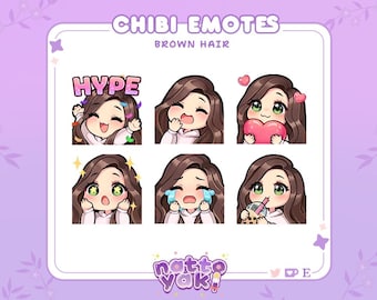 Chibi Girl Twitch Emote Pack (Set 1) | Cute Stream Emotes for YouTube, Discord & PNGTuber VTuber Assets