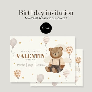 Beige Kids Birthday Invitation Template - Editable Canva Design