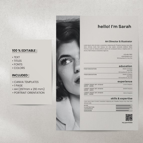 Resume Template, Cv Design Canva, Best Cv Resume Layout, 2023 Resume, Clean Modern Resume