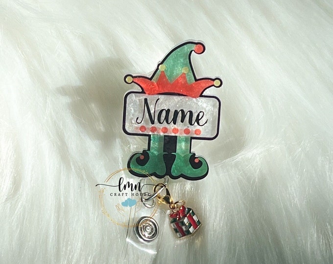 Christmas Elf Badge Reel: Personalized Holiday Badge
