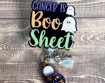 Cancer Awareness Badge Reel: Halloween Ghost Boo Sheet Badge Clip