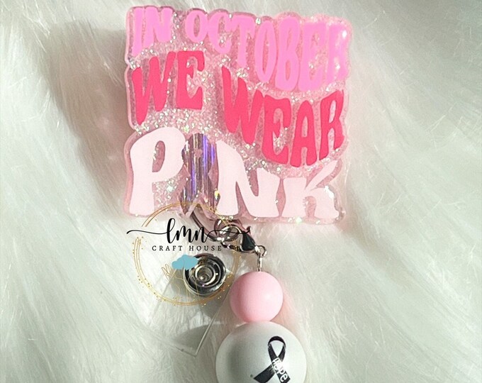 Cancer Awareness Badge Reel: Glitter Pink Ribbon Design