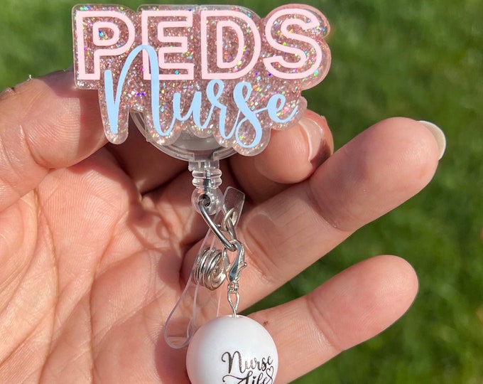 PEDS Nurse Badge Reel|Pediatric Nurse Badge Reel|Nurse Badge Reel|Glitter Badge Reel|Glitter Badge Reel|Custom Badge Reel