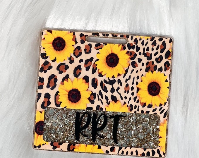 Personalized Badge Buddy|Sunflower Badge Buddy|Leopard Print Badge Buddy|ID Badge|RN Badge Buddy|Glitter Badge Buddy|Nurse Badge Buddy