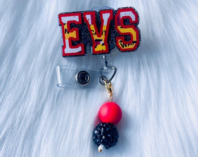 EVS Acrylic Badge Reel: Environmental Services, Removable Beads