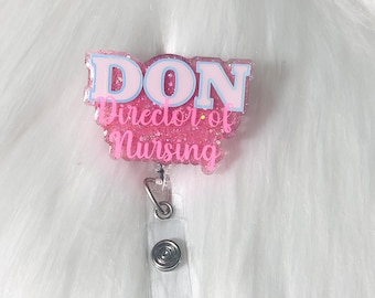 Director of Nursing Badge Reel|DON Badge Reel|Nurse Badge Reel|Glitter Badge Reel|Custom Badge Reel|Personalized Badge Reel|Rn Badge Reel