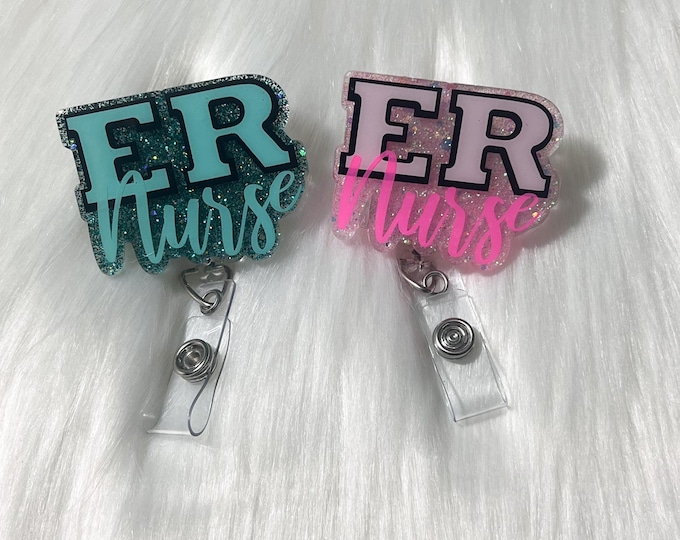 ER Nurse Badge Reel|Emergency Room Nurse Badge Reel|ER Badge Reel|Glitter Badge Reel|Hospital Badge Reel|Cute Badge Reel|Medical Badge