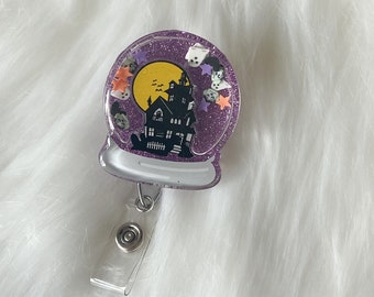 3D Haunted House Dry Shaker Badge Reel|Funny Badge Reel|Shaker Badge Reel|Spooky Badge Reel|Halloween Badge Ree