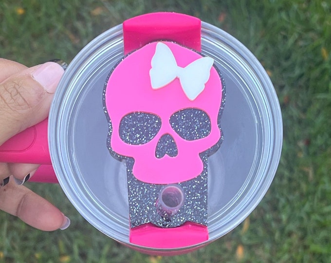 Pink Skull Tumbler Name Plate|Tumbler Name Tag|40oz Tumbler TaglPersonalized Tumbler Tag|Custom Tumbler Tag|Fall Tumbler Name tag