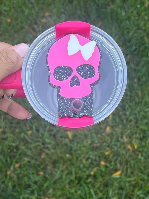 Pink Skull Tumbler Name Plate|Tumbler Name Tag|40oz Tumbler TaglPersonalized Tumbler Tag|Custom Tumbler Tag|Fall Tumbler Name tag