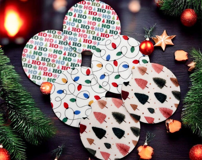 Holiday Car Coaster|Christmas Car Coaster|HoHoHo Car Coaster|Custom Car Coaster|New Car Gift|Christmas Accessories|Personalized Car Coaster