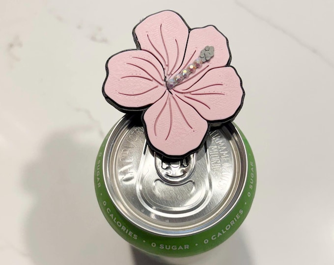 Cute Hibiscus Flower 3D Printed Can Opener Keychain|Nail-Saving Can Opener |Acrylic and Press-On Nail Friendly|Girly Gift