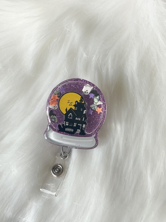 3D Haunted House Dry Shaker Badge Reel|Funny Badge Reel|Shaker Badge Reel|Spooky Badge Reel|Halloween Badge Ree