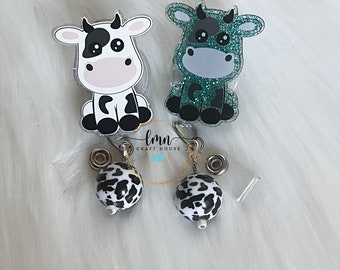 Baby Cow Badge Reel|Sitting Cow Badge Reel|Farmer Badge Reel|Cute Badge Reel|Nurse Badge Reel|Retractable Badge reel|Glitter Badge Reel